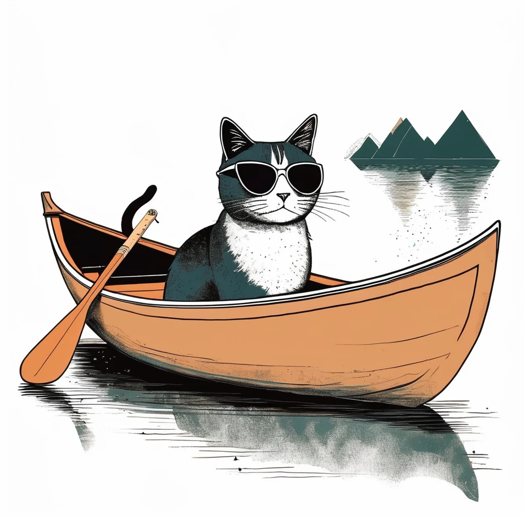 cat-like , sweet,art by Sophie Roach , art by Jon Klassen , art by Michael Cho , art by Sophie Roach、sunglasses,campimg,smoking,,canoe