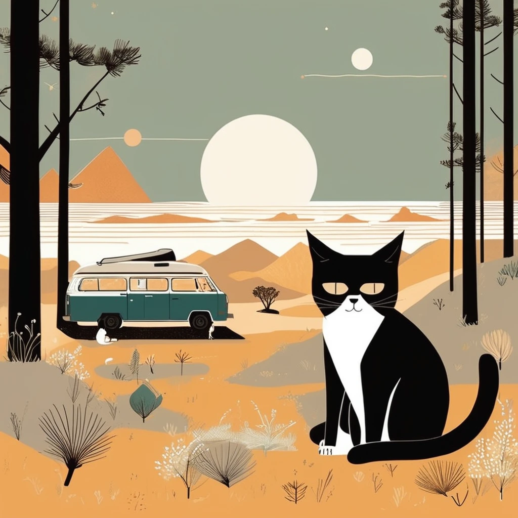 cat-like, art by Sophie Roach , art by Jon Klassen , art by Michael Cho , art by Sophie Roach、sunglasses,camping,