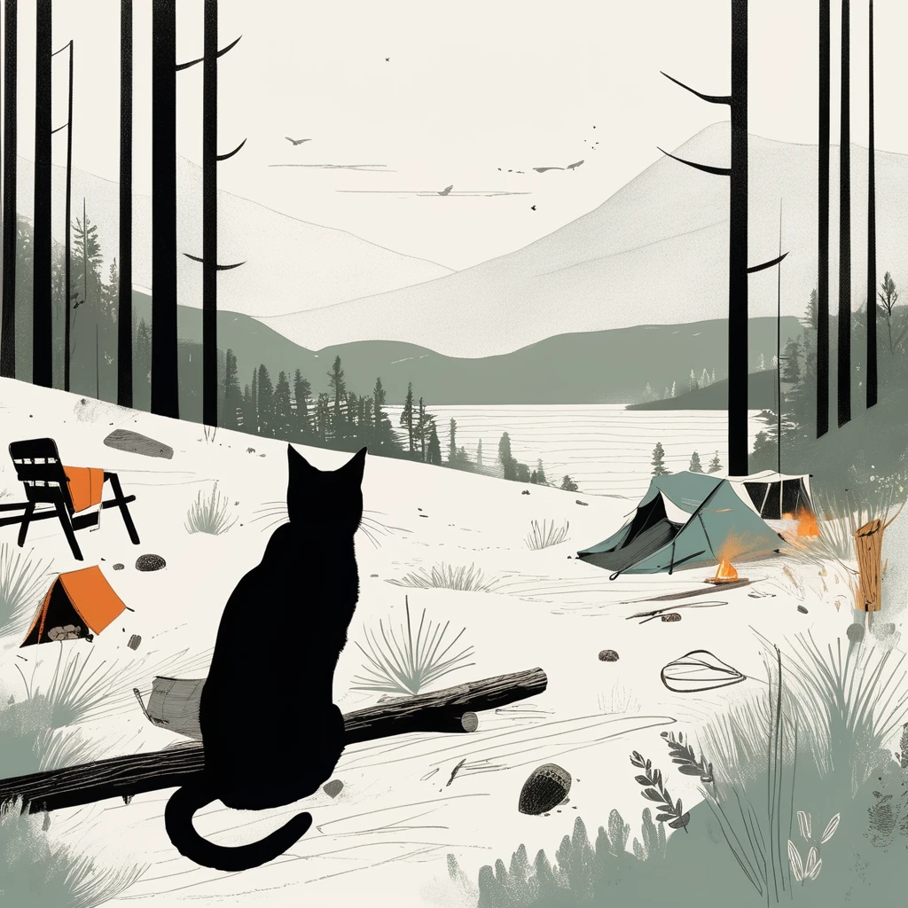 cat-like, art by Sophie Roach , art by Jon Klassen , art by Michael Cho , art by Sophie Roach、sunglasses,camping,