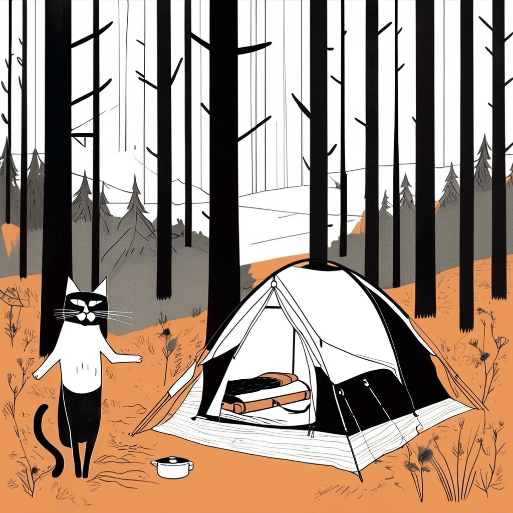 cat-like, art by Sophie Roach , art by Jon Klassen , art by Michael Cho , art by Sophie Roach、sunglasses,camping,