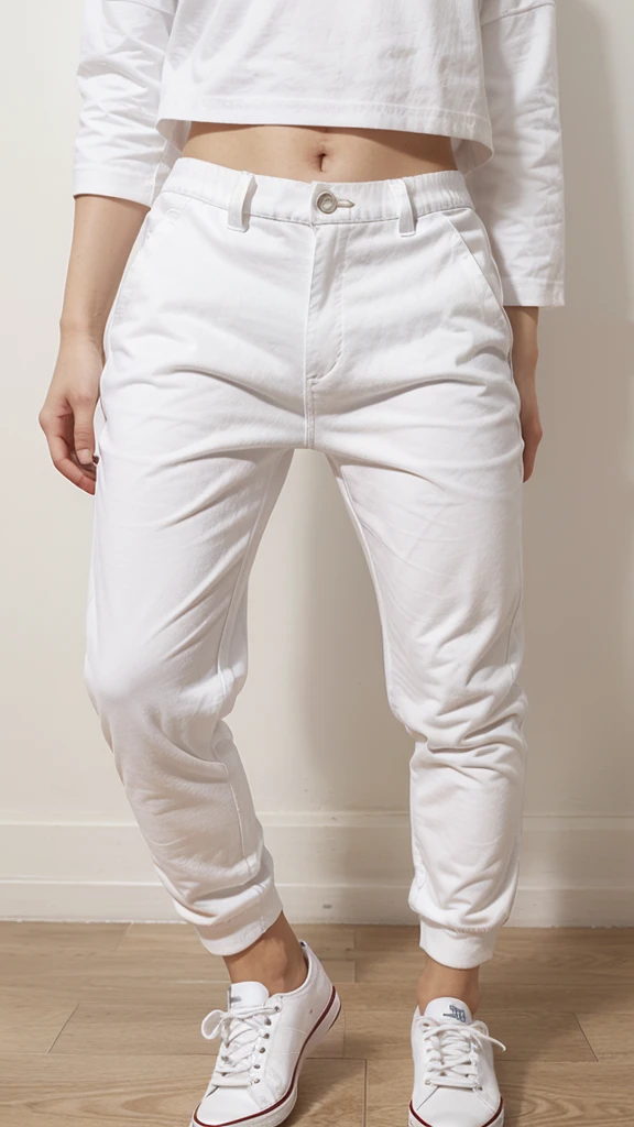 Boy korean  shape   white pants, white sneakers 