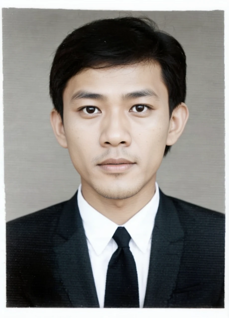 in the photo an Indonesian man is wearing a white uniform