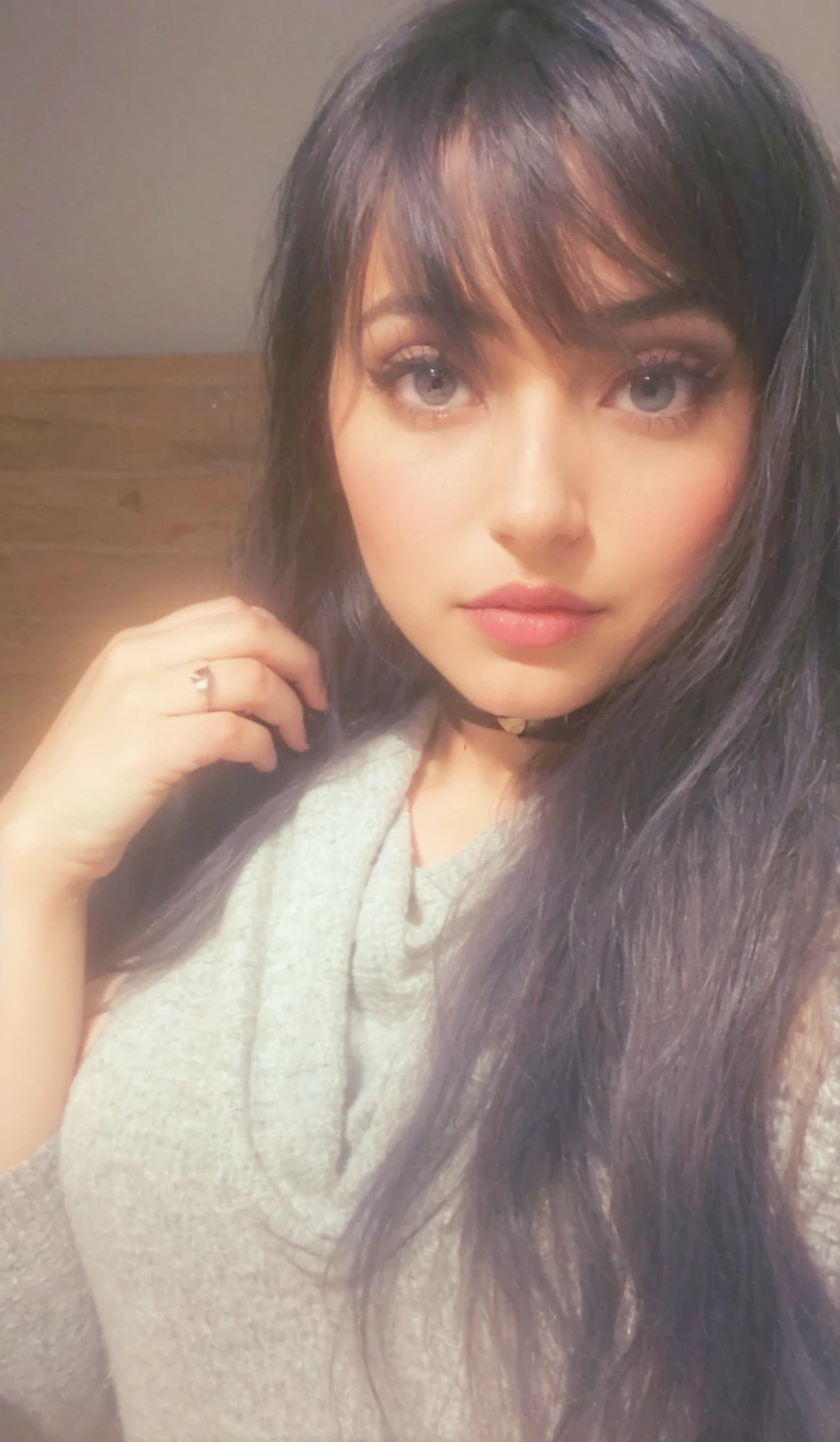 1 young cute iranian girl, very slim, skinny, redhead, rouge, red neck lace choker, cateyes makeup, colorful, oversize knit jumper, softcore, warm lighting, cosy atmosphere, Instagram style, red theme, upper body shot,(cinematic, black and red:0.85), (sunset beautiful background:1.3), sharp, dim colors