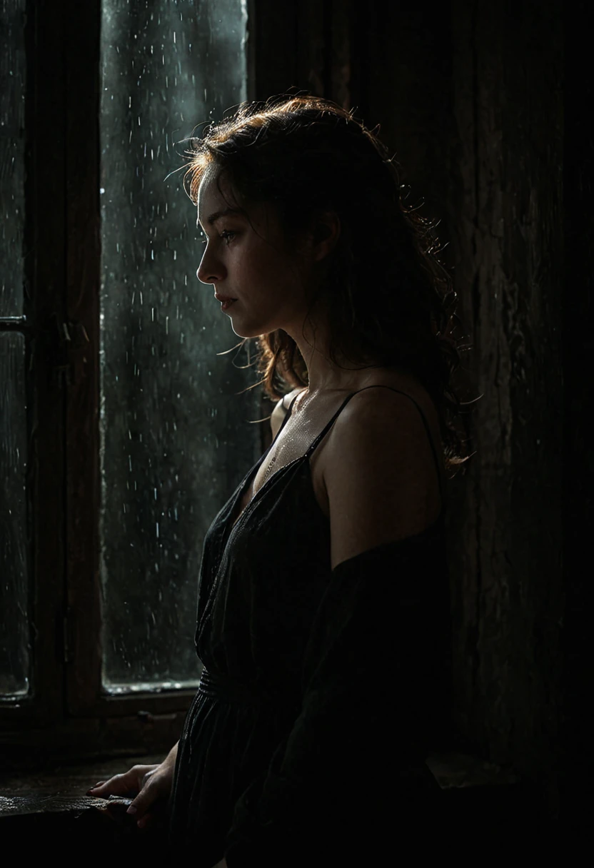 Artistic photography,Paul Barson style,full shot,depth of field,fold_one's_Back,atmosphere of darkness,
1 girl,whole body,dreamlike,looking_outside,huge file size,