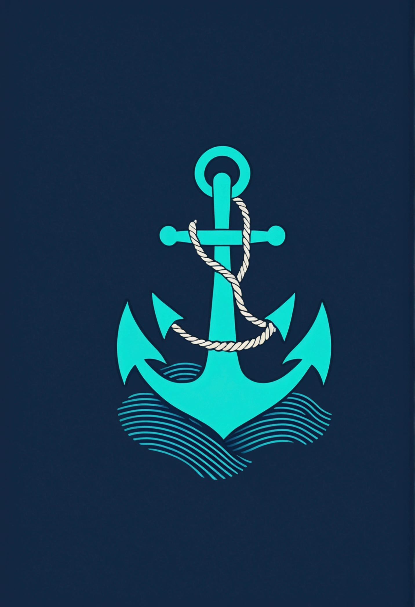 "Maritime, vector; Analogous color palette (navy blue, light blue, aqua green). Design with the word 'NAVEGAR' in a 'nautical font'. Add a drawing of an anchor and waves around the word. Surrealist style, synthwave:: t-shirt vector, central composition, simple background::-2 --upbeta --ar 1:1."