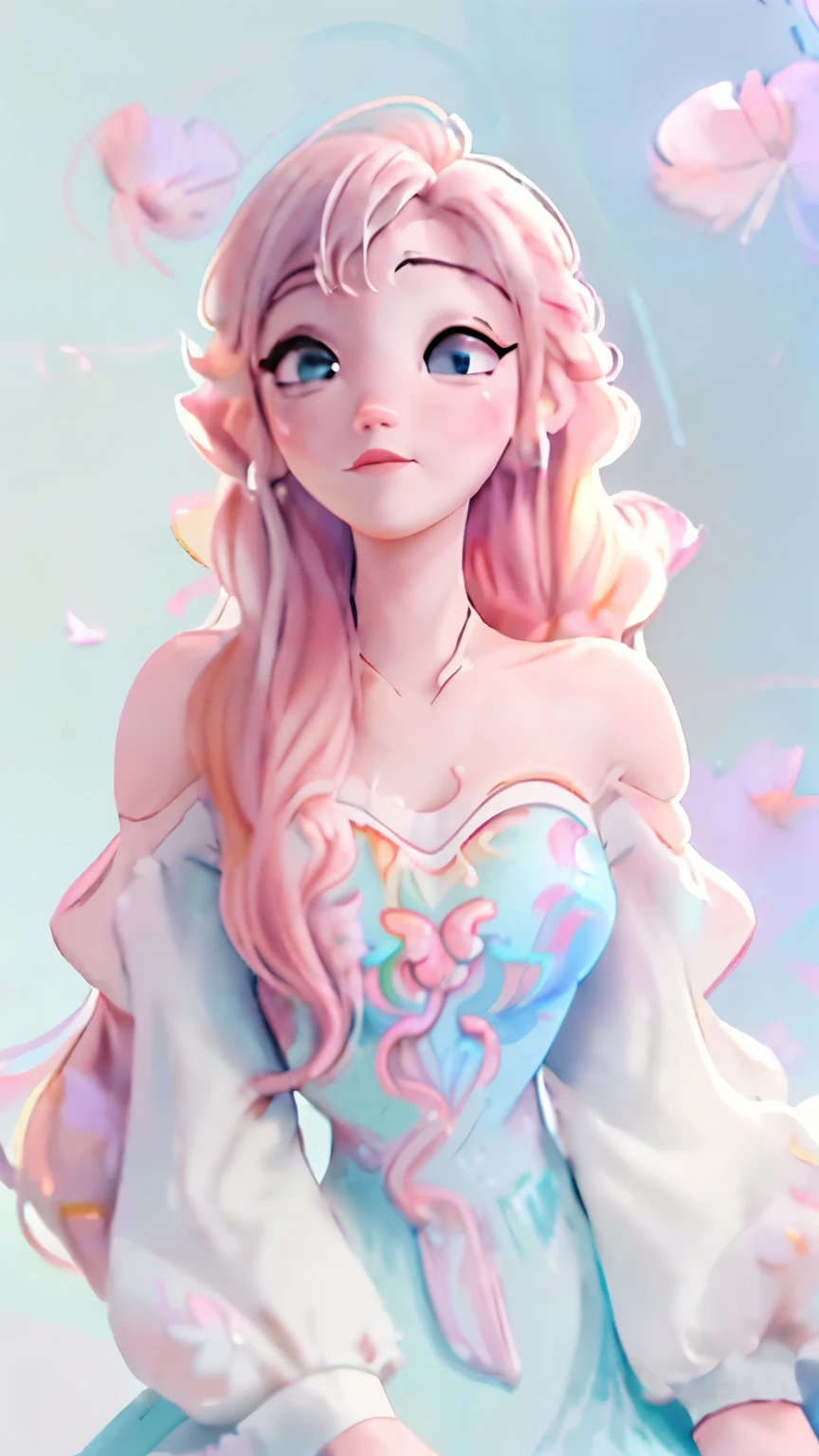 （Pink Fashion T-shirt：1.9），(Colorful hair: 1.8), (all the colours of the rainbow: 1.8),(((((vertical painting：1.6))), （painting：1.6），front, comics, illustrations, paintings, large eyes, crystal clear eyes,（ rainbow color gradient high ponytail：1.7）, exquisite makeup, closed mouth,(Small Fresh: 1.5),(Wipe Chest: 1.6) ，long eyelashes, white off shoulder T-shirt,  White Shoulder Shirt，looking at the audience, large watery eyes, (rainbow colored hair：1.6), color splash, （solo：1.8）, color splash, color explosion, thick paint style, messy lines, ((shining))，(colorful), (colorful), (colorful), colorful, Thick Paint Style, (Splash) (Color Splash), Vertical Painting, Upper Body, Paint Splash, Acrylic Pigment, Gradient, Paint, Highest Image Quality, Highest Quality, Masterpiece, Solo, Depth of Field, Face Paint,  colorful clothes, (Elegant: 1.2), gorgeous,long hair, wind, (Elegant: 1.3), (Petals: 1.4)，(((masterpiece))),(((best quality))),((ultra-detailed)),(illustration),(dynamic angle),((floating)),(paint),((disheveled hair)),(solo),(1girl) , (((detailed anima face))),((beautiful detailed face)),collar,bare shoulders,white hair, ((colorful hair)),((streaked hair)),beautiful detailed eyes,(Gradient color eyes),(((colorful eyes))),(((colorful background))),(((high saturation))),(((surrounded by colorful splashes))),