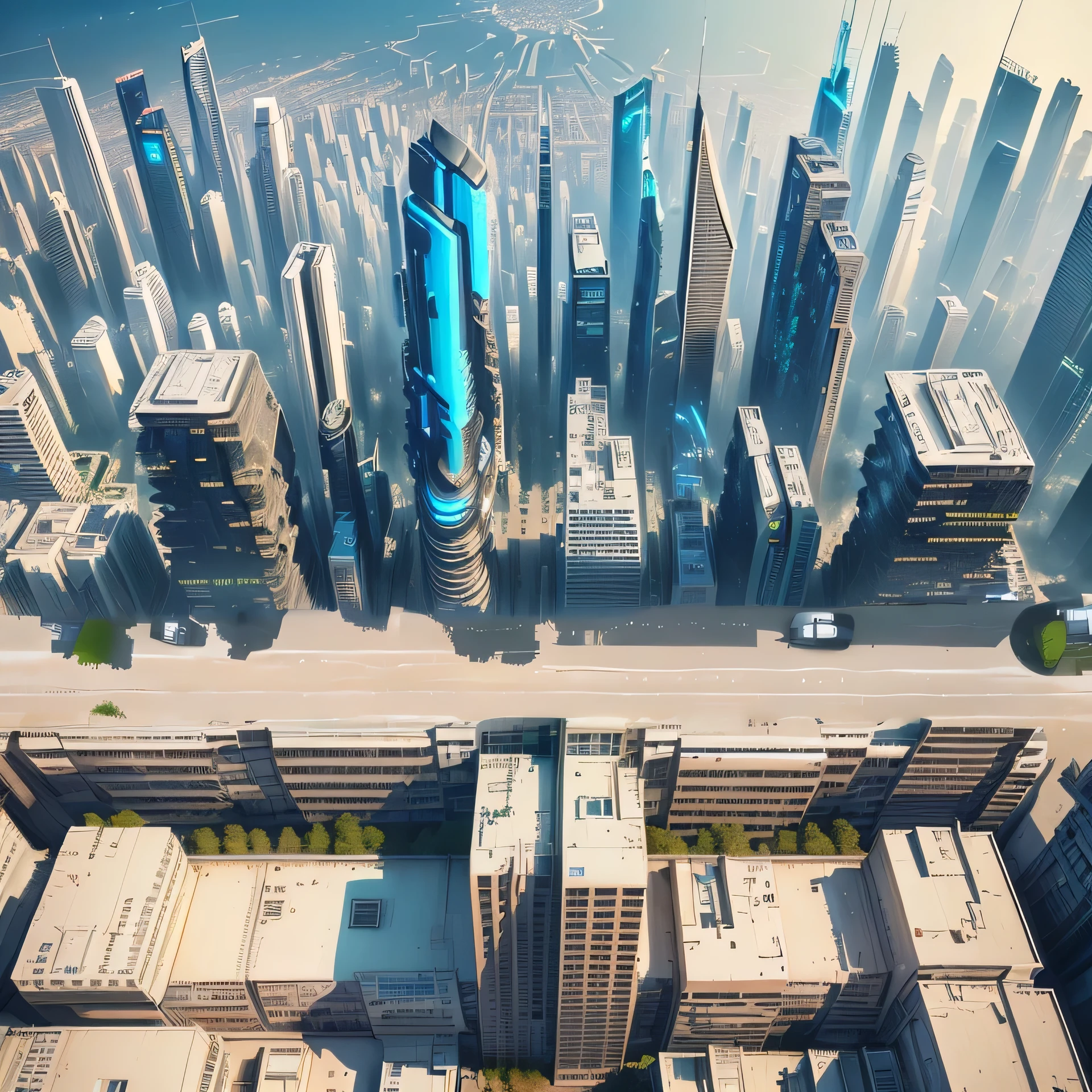 CHANGE CYBERPUNK STYLE BUILDING DESIGN, CIUDADES View from above, View from above, CYIBERPUNK EFFICIENCY SEEN FROM ABOVE.
