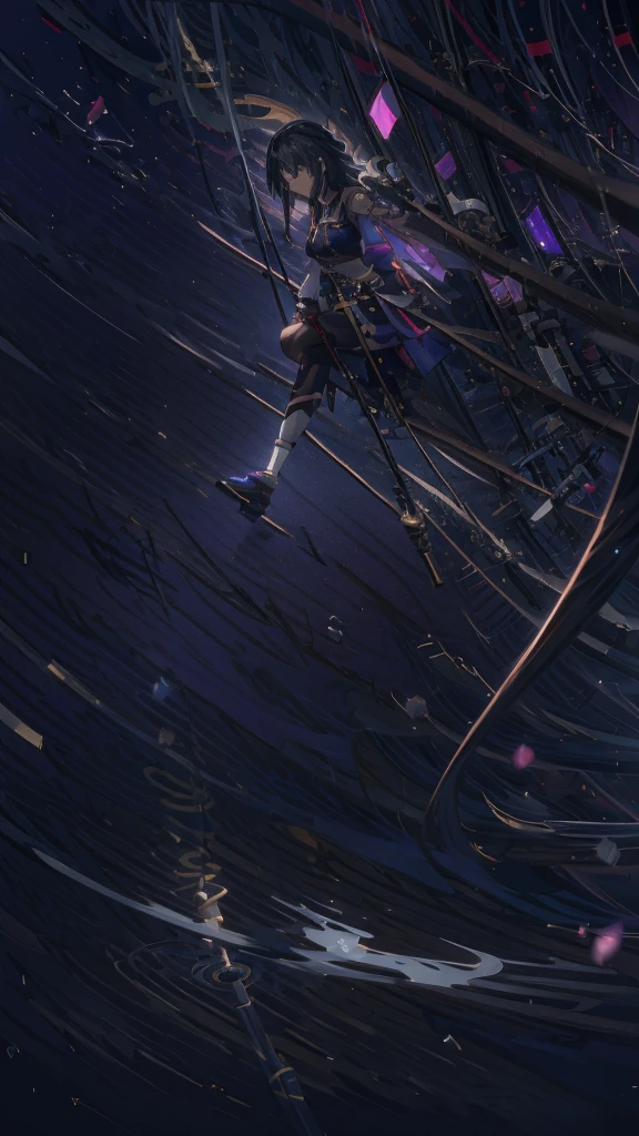 Long and purple haired anime girl holding a cane, anime style like fate/Stay Night, Hajime Yatate, mirai nikki, Gap Moe Yandere grimdark, Yoseharu Agotoge, Gap Moe Yandere, Jormungand Anime, misato katsuragi, Danganronpa digital art, nagito komaeda