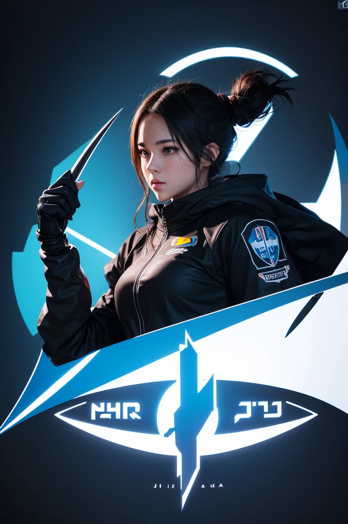 Create a logo for an esports team using the silhouette of the character Joan of Arc 