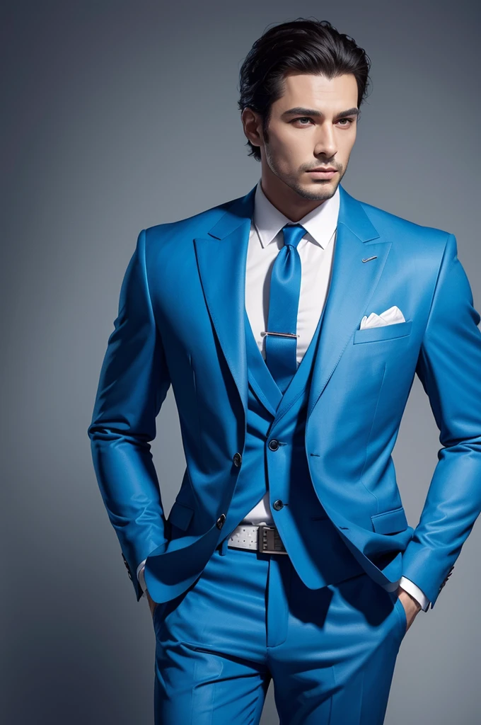 King in blue suit