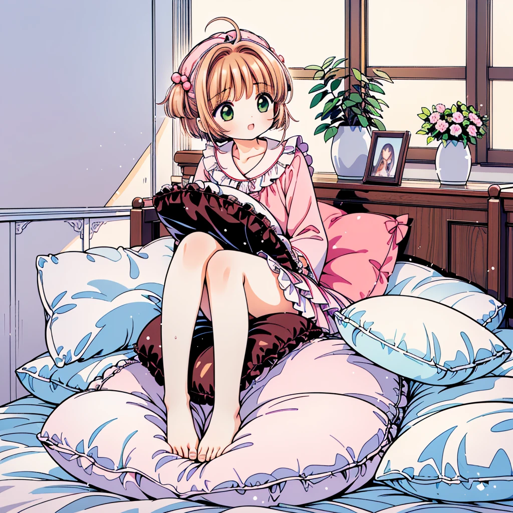 (masterpiece,best quality,best quality, masterpiece),Mine, , , (适合任何Pillow背景的光影)), 穿着School swimsuit可爱女孩在Pillow上摆姿势 ,pajamas,,(很多Pillow),Soft seat cushion,,,,很多Pillow,,,(Pillow),(A tail),,(充满细节的Pillow),(Around the protagonist),steam,,(Pillow),(palace),(palace殿卧室),(Pillow),柔软的Pillow,,(Classical European style bedroom ),(excited,shy person,Lack of expressiveness,),,, ((Maximum resolution)), artwork, ,,,(Interior of the palace),,(Deluxe Rococo Canopy King Bed),在一張又大又寬敞Number of beds周围挂着带有华丽褶边和缎带的豪华窗帘,((((床上堆满了许多Pillow)))),Quilt details,詳細Number of beds單,Ruffled Bed Skirt,Deep Bed,Background with depth,((详细的Pillow)), ((((大量的Pillow)))),,,详细的软Pillow,,((女孩正躺在许多柔软的Pillow上,周围有许多Pillow)),。Many small feathers fluttering、 带褶边和缎带的长裙pajamas、In a huge, Large canopy bed、Soft pink sheets and quilt、色彩鲜艳的柔软Pillow、很多带褶边的Pillow和带褶边Number of beds裙、Soft tones,Number of beds、Ruffled curtains around the bed.。Delicate face。Background with depth,Sakura Kinomoto,(Sakura Kinomoto, 1 Girl, Brown hair, short hair, Antenna hair, , Green Eyes),,Pillow驼背, Crotch rubbing,School swimsuit