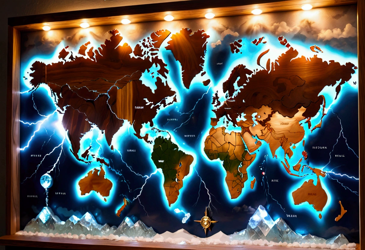 By wind_fire_Thunder and Lightning_Metal_wood_ice_Jewelry,World map made up