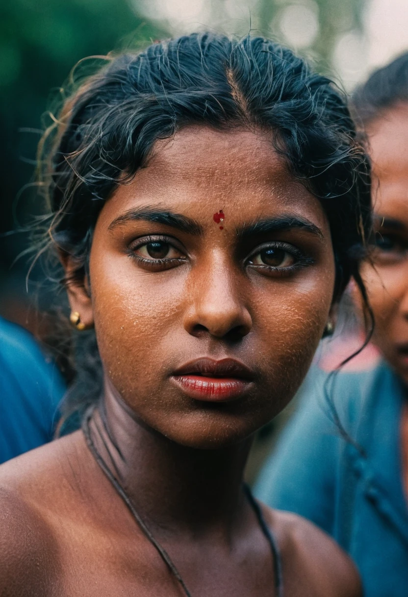 (((indian slum girl))), (((black kali))) ,(((slum rural area))) (((Half Body))), (((very dark skin))), (((age 35+))), (((((very dark nipple and areola))))) (((plus size chubby tall))), (((huge busty milky wet big massive boobs))), (((nude thick thigh))), (((mini skirt))), ((black skin dark body)), (((depth of field))), ((( red smoke))), (((rain))), ((( flashing light leaks))), (((divine))), photorealistic,photo, realism, Getty Images, RAW candid cinema, 16mm, colour graded portra 400 film, remarkable colour, ultra realistic, textured skin, remarkable detailed pupils, realistic dull skin noise, visible skin detail, skin fuzz, dry skin, shot with cinematic,light leaks, RAW Image, DOF, depth of field,bokeh,DonMN1gh7D3m0nXL