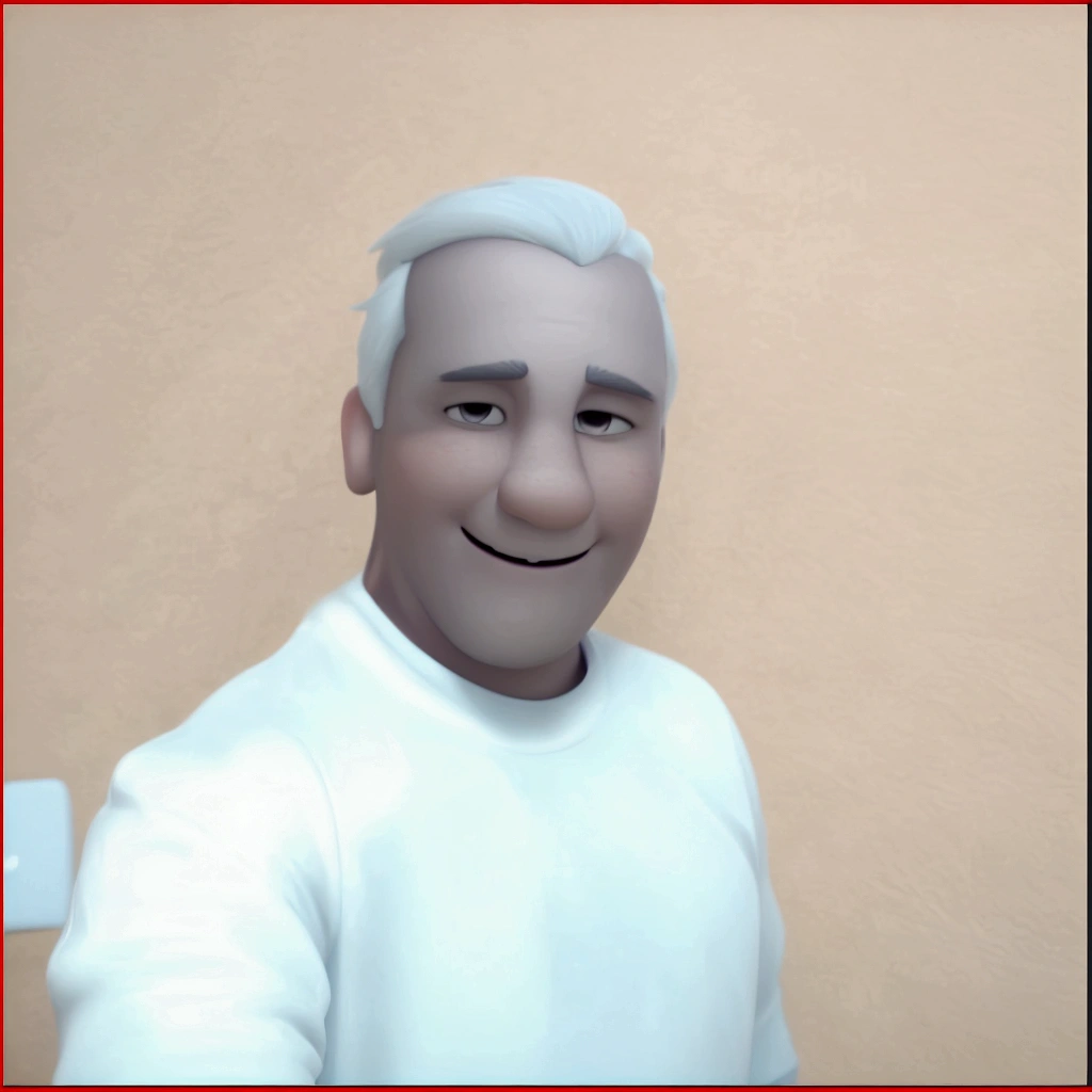 tem um homem que está sorrindo e posando para uma foto, teacher man with white hair and white shirt in the school Cartoon character of a man with, animation character, 3d character style, 3d rendering, 3d render, 3d render stylized, toon render keyshot, 3d character, 3d character rendering, 3d character render, cartoon character, closeup character, character pose, (Pixar Style) (Master Part:1.2) (Bokeh) (best quality) (skin details