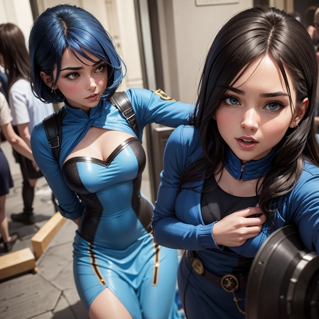 The female advocate in blue is loved by everyone around her.