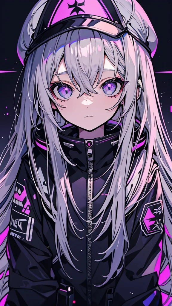 Anime girl with long white hair and purple hat, Gray-haired, perfect Gray-haired girl, Gray-haired少女, サイボーグ - Silver Haired Girl, Gray-haired, Cyberpunk Anime Girl, Nightcore, Gray-haired deity, Girls Frontline Style, Portrait Anime Astronaut Girl, Silver Haired Girl, Gweiz-style artwork
