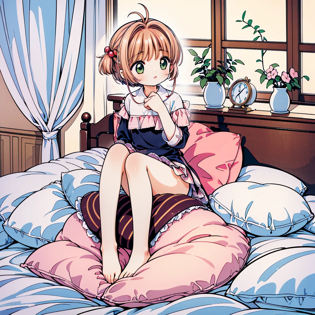(masterpiece,best quality,best quality, masterpiece),Mine, , , (适合任何Pillow背景的光影)), 穿着School swimsuit可爱女孩在Pillow上摆姿势 ,pajamas,,(很多Pillow),Soft seat cushion,,,,很多Pillow,,,(Pillow),(A tail),,(充满细节的Pillow),(Around the protagonist),steam,,(Pillow),(palace),(palace殿卧室),(Pillow),柔软的Pillow,,(Classical European style bedroom ),(excited,shy person,Lack of expressiveness,),,, ((Maximum resolution)), artwork, ,,,(Interior of the palace),,(Deluxe Rococo Canopy King Bed),在一張又大又寬敞Number of beds周围挂着带有华丽褶边和缎带的豪华窗帘,((((床上堆满了许多Pillow)))),Quilt details,詳細Number of beds單,Ruffled Bed Skirt,Deep Bed,Background with depth,((详细的Pillow)), ((((大量的Pillow)))),,,详细的软Pillow,,((女孩正躺在许多柔软的Pillow上,周围有许多Pillow)),。Many small feathers fluttering、 带褶边和缎带的长裙pajamas、In a huge, Large canopy bed、Soft pink sheets and quilt、色彩鲜艳的柔软Pillow、很多带褶边的Pillow和带褶边Number of beds裙、Soft tones,Number of beds、Ruffled curtains around the bed.。Delicate face。Background with depth,Sakura Kinomoto,(Sakura Kinomoto, 1 Girl, Brown hair, short hair, Antenna hair, , Green Eyes),,Pillow驼背, Crotch rubbing,School swimsuit