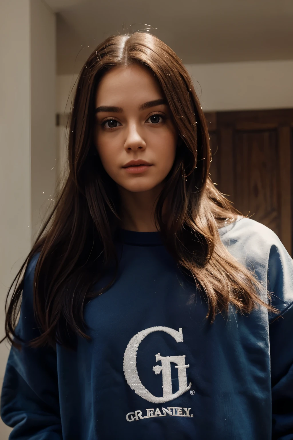 Woman doll with funny hair and sweatshirt with initial G, man with straight hair and sweatshirt with initial G