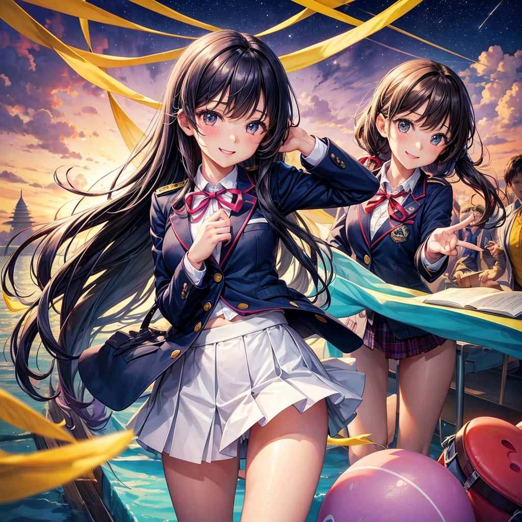 best quality,,smile,blazer,swimsuit,nepal,School,classroom,Colorful,Different world,Collective of girls,JK,A girl taking off her uniform,Sexy and cute,New generation,Uniform of the Future,Ribbon on uniform,Evolution of fashion,middle School girlultiple girls are depicted,harem,idol group,starry sky background,photo shoot,long hair,wearing a cardigan,beautiful girlの国,girl's paradise,highest quality,big breasts,leather jacket,happy girl,horny girl,blue eyes,perfect face,standing position,She has her bangs down,fur jacket,Beautiful eyes,smooth hair,perfect eyes,beautiful girl,Angel Girl,multicolored hair colors,naughty girl,beautiful,High-dimensional beautiful girl,Multidimensional beautiful girl,gathering,Group、,