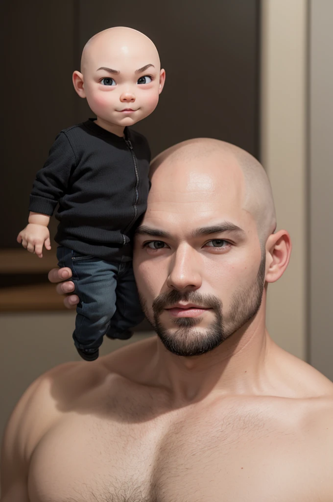 Create Bryan a with a big head and a bald head