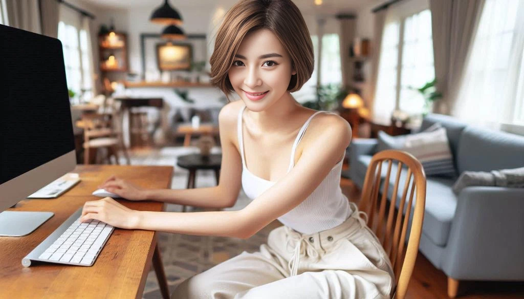 masterpiece, realistic, photorealistic, best quality, beautiful detailed, natural lighting, sharp focus, depth of field, slim body, abs:1.2, small breasts, best quality real texture skin, Detailed beautiful delicate face and eyes, beautiful Japanese young woman, eyes open, looking at viewer, best quality real texture skin, Detailed beautiful delicate face and eyes, double eyelid, smile:1.2, white teeth:1.2, very short straight brown hair,