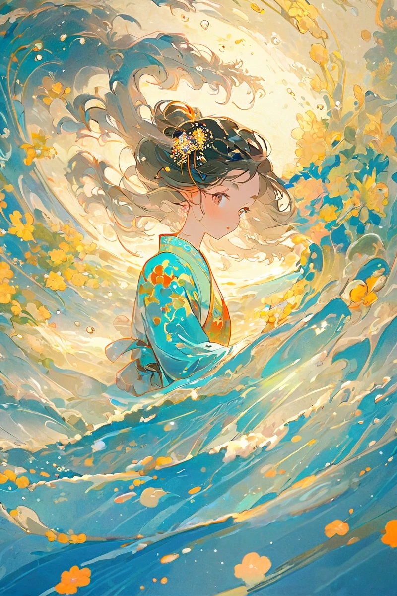 finely detailed illustration, best quality, masterpiece, vibrant color,One girl,Abstract in the water,alone,Particles of light,Swirling Light,View your viewers,bloom,Romantically,National Peak,detailed,Chinese style,8k,Highest quality,masterpiece,Art Station,High resolution,