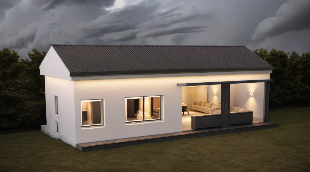 PLATFORM KTHOUSE, ((1 morden house like egg format:1.5)), main material by white wall, 1large grass yard:1,5, 1 road runs in front of the house:1.8, (((VERTICAL WALLs was covered by white color))), (RAW photo, real, best quality, masterpiece:1.2), look morden minimalist, 1 road in front of the house, dynamic lighting:1.3, (hyper realistic, photo-realistic:1.2), high quality, (dark lighting:1.2), perfect lighting, archdaily, no human