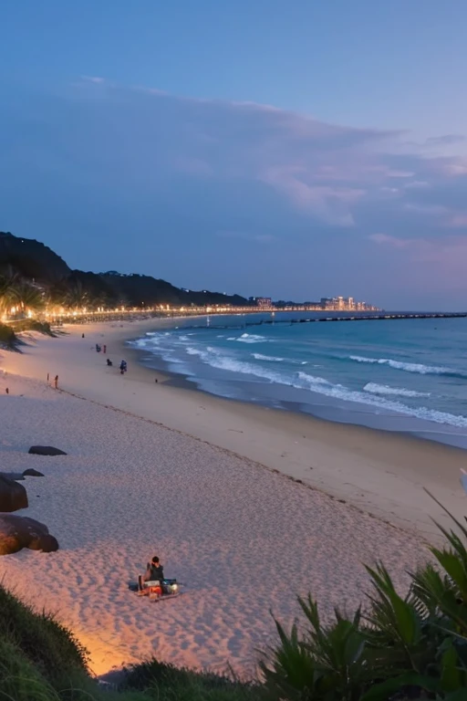 Please create a night beach video with a youtube-friendly angle.