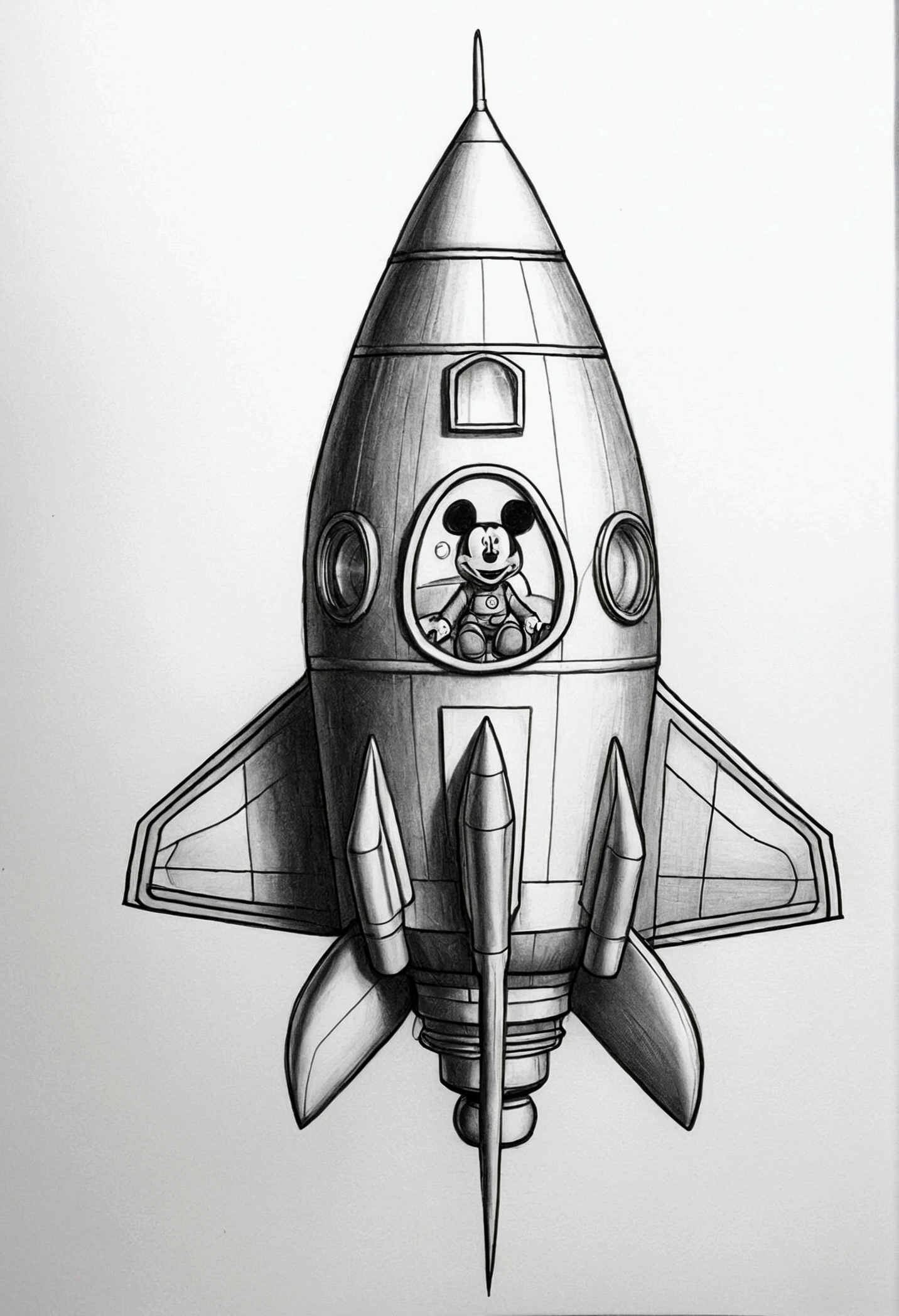 3d drawing of a man riding a rocket disney drawing