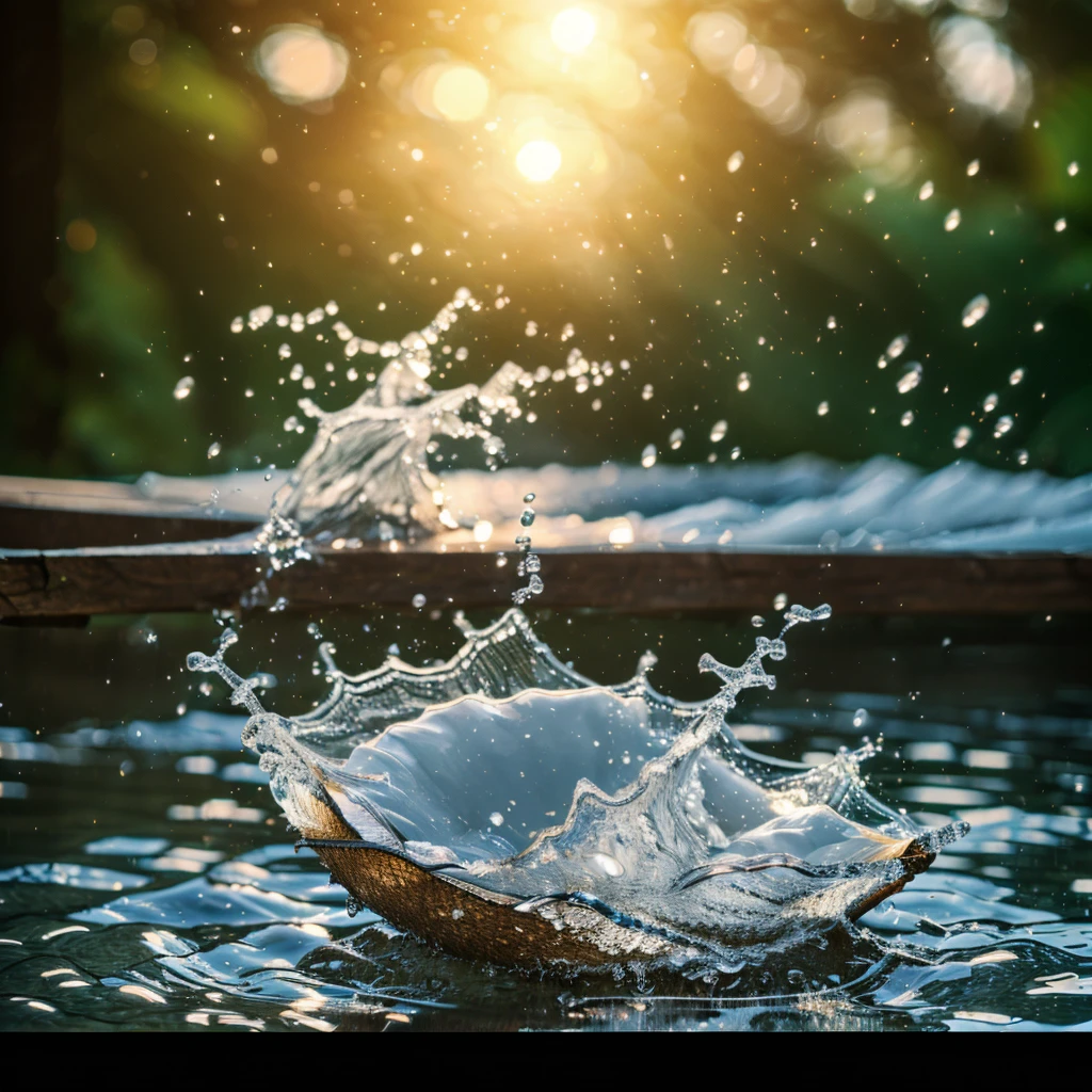 a drop of water falling on water, water splash, ripple effect, high speed photography, crystal clear water, detailed reflection, shallow depth of field, natural lighting, soft focus, calming atmosphere, cinematic, photorealistic, (best quality,4k,8k,highres,masterpiece:1.2),ultra-detailed,(realistic,photorealistic,photo-realistic:1.37)
