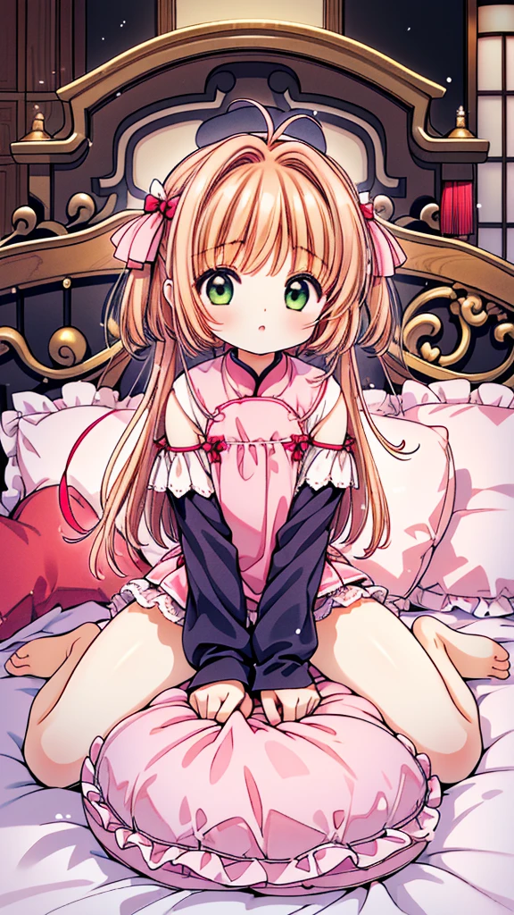 (masterpiece,best quality,best quality, masterpiece),Mine, , , (适合任何Pillow背景的光影)), 穿着School swimsuit可爱女孩在Pillow上摆姿势 ,pajamas,,(很多Pillow),Soft seat cushion,,,,很多Pillow,,,(Pillow),(A tail),,(充满细节的Pillow),(Around the protagonist),steam,,(Pillow),(palace),(palace殿卧室),(Pillow),柔软的Pillow,,(Classical European style bedroom ),(excited,shy person,Lack of expressiveness,),,, ((Maximum resolution)), artwork, ,,,(Interior of the palace),,(Deluxe Rococo Canopy King Bed),在一張又大又寬敞Number of beds周围挂着带有华丽褶边和缎带的豪华窗帘,((((床上堆满了许多Pillow)))),Quilt details,詳細Number of beds單,Ruffled Bed Skirt,Deep Bed,Background with depth,((详细的Pillow)), ((((大量的Pillow)))),,,详细的软Pillow,,((女孩正躺在许多柔软的Pillow上,周围有许多Pillow)),。Many small feathers fluttering、 带褶边和缎带的长裙pajamas、In a huge, Large canopy bed、Soft pink sheets and quilt、色彩鲜艳的柔软Pillow、很多带褶边的Pillow和带褶边Number of beds裙、Soft tones,Number of beds、Ruffled curtains around the bed.。Delicate face。Background with depth,Sakura Kinomoto,(Sakura Kinomoto, 1 Girl, Brown hair, short hair, Antenna hair, , Green Eyes),,Pillow驼背, Crotch rubbing,School swimsuit