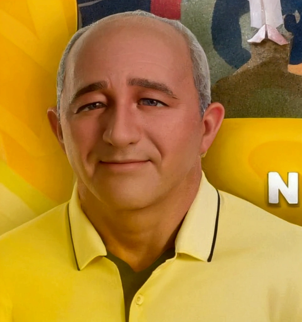 3d drawing of a man in a yellow shirt