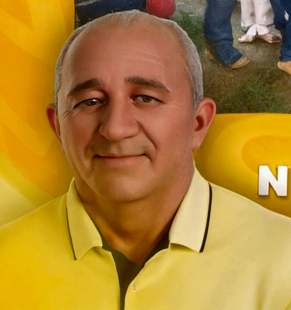 3d drawing of a man in a yellow shirt