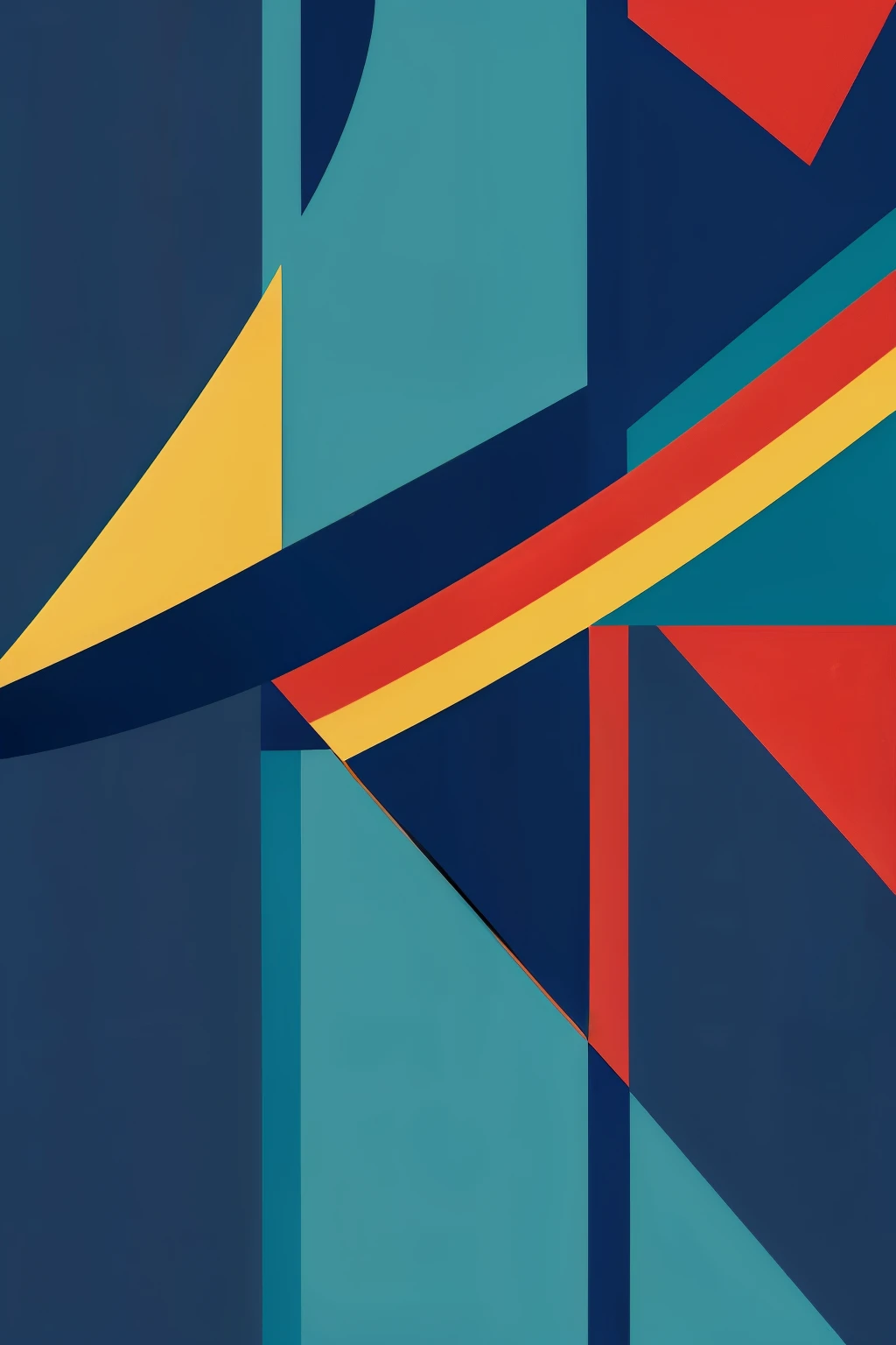 Create a banner with dimensions of 60 cm x 100 cm in blue colors, gris, red and teal and yellow, with abstract shapes