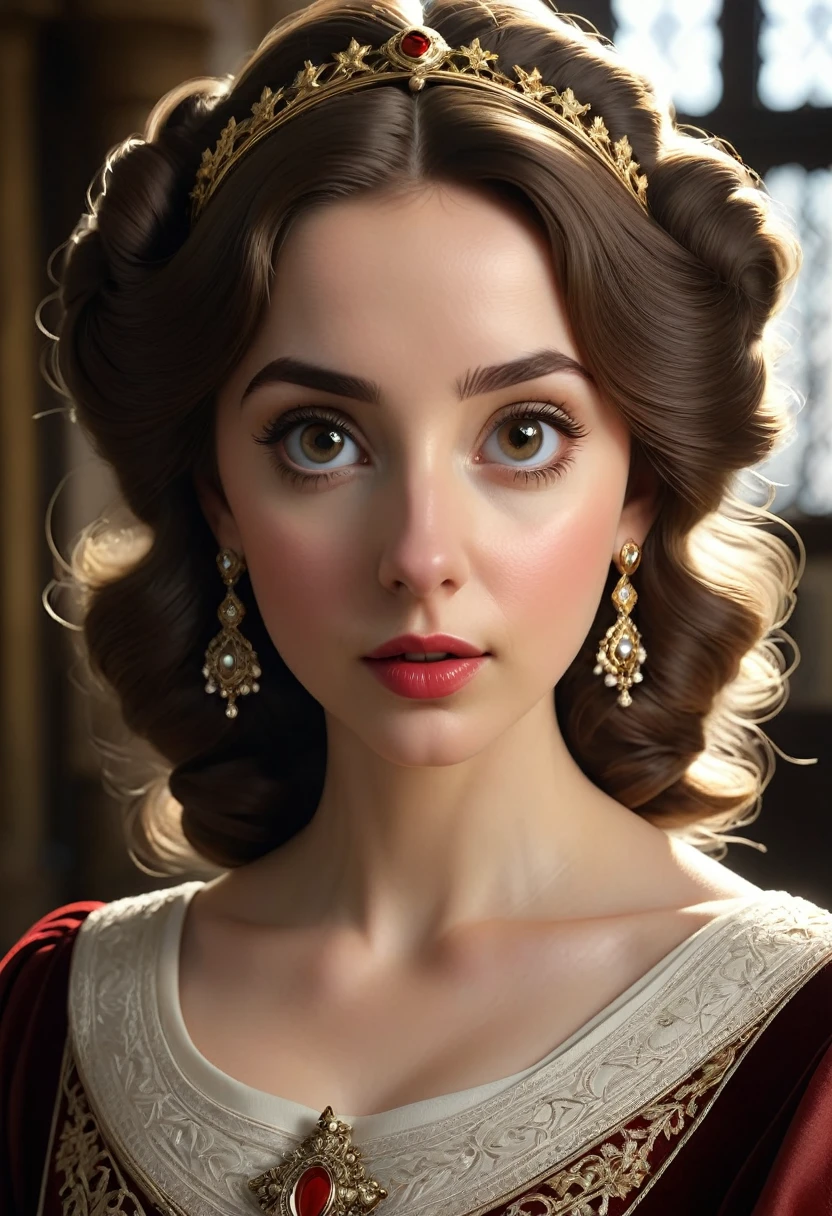A beautful jewish women with a thick bush unibrow and a large bulbous nose. brown hair that is extremy curly and kinky, Traditional jewish dress. Ultra HD, with Rococo he symmetrical face, photorealistic photography, path tracing, specular lighting, and volumetric face light enhance the details. The scene is captured in maximum quality, masterpiece, 8K high resolution, and top quality.Alison Brie, Dove Cameron, Scarlett Johanson. Epc lighting, striking silhouette. crucifix necklace. Doe eyes. The epitome of old wpr;d beauty and charm. The symmetrical face, photorealistic photography, path tracing, specular lighting, and volumetric face light enhance the details. The scene is captured in maximum quality, masterpiece, 8K high resolution, and top quality. style of H. A. Brendekilde