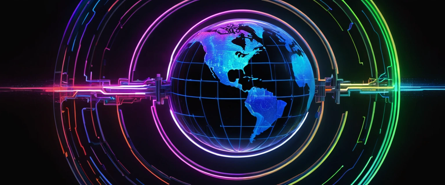 holography, Drawing with neon colors ((ball of earth)): ball: ((floating)), transparent, Three dimensions, light, Sf, digital art, digital, scientist, dark background: Electrical circuit: Drawing with neon colors, 3D, head of&#39;artwork, digital空間, energy, Beau, head of&#39;artwork, 8k, light, be familiar with, ALIVE, colored, good, Beau, rich colors, Beau Light Lines. magic effect, Sparkling, Beau Light Grains