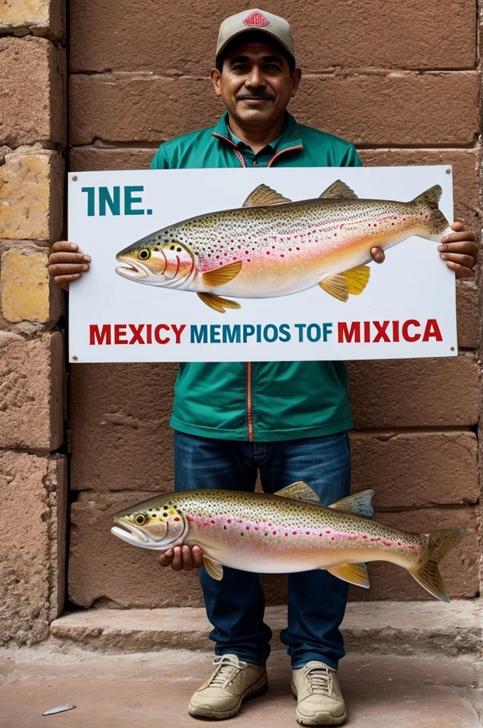 A trout holding a sign in Mexico