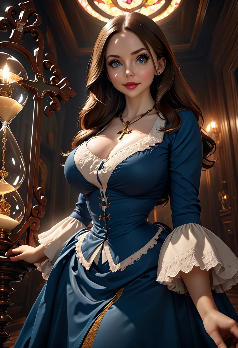 A beautful jewish women with a thick bushy unibrow and a large bulbous nose. brown hair that is extremy curly, bushy and kinky, Traditional jewish dress. curvy hourglass figure. Ultra HD, with Rococo he symmetrical face, photorealistic photography, path tracing, specular lighting, and volumetric face light enhance the details. The scene is captured in maximum quality, masterpiece, 8K high resolution, and top quality.Alison Brie, Dove Cameron, Scarlett Johanson. Epc lighting, striking silhouette. crucifix necklace. Doe eyes. The epitome of old wpr;d beauty and charm. The symmetrical face, photorealistic photography, path tracing, specular lighting, and volumetric face light enhance the details. The scene is captured in maximum quality, masterpiece, 8K high resolution, and top quality. style of H. A. Brendekilde
