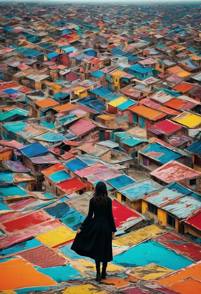 She projected her fears in bleak images.,The images of places on earth were sad and fantastic at the same time incredible., The colors were bright but chaos and order dominated, everything looked different, nothing real, everything incredible and fantastic, all the women's fears were reflected in these images, the places were incredible places on earth, it was a real style image, very real, the entire depth of field was seen, blurred objects and other objects in focus to highlight the main subjects the details were impressive the lighting gave that character to the image and the message was very clear it captivated those who saw the image unique piece the lighting was very nostalgic but very well cared for