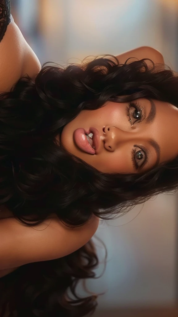 a tall woman with curly hair, tanned skin, beautiful large eyes, and a large mouth, photorealistic, 8k, high quality, extremely detailed face, full body, beautiful detailed eyes, beautiful detailed lips, intricate details, dynamic pose, natural lighting, warm color palette, cinematic composition, highly detailed portrait