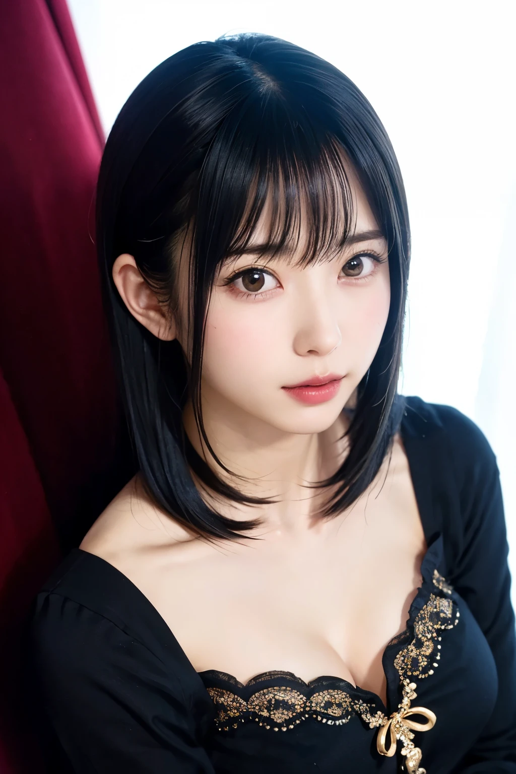 Everything is beautifully detailed:1.6,masterpiece、Highest quality、1 girl, alone, alone focus, Cowboy Shot, Portraiture, Oversized hoodie, Blue and white hoodie, half水彩画, half, ((Black Hair)), (Shiny Hair), (Gradient Hair :1.5), Curly Hair, ((Beautifully drawn delicate eyes)), Very detailedな目, Sunburn, (Dark caramel skin:1.1), Highest quality, Very detailed, White Background, Simple Background、{Huge|big|Hugeな|Mega} chest:2, chestの谷間:2、開けたchest、Perfect Anatomy、Cute Smile、short hair:2、bangs、Listen carefully、Beautiful long neck、Perfect Anatomy
