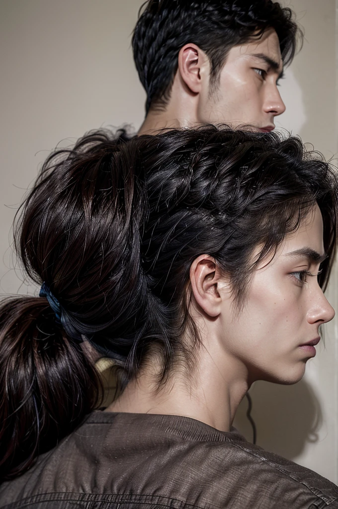 image of a man and a woman in profile with their backs to each other with a sad expression