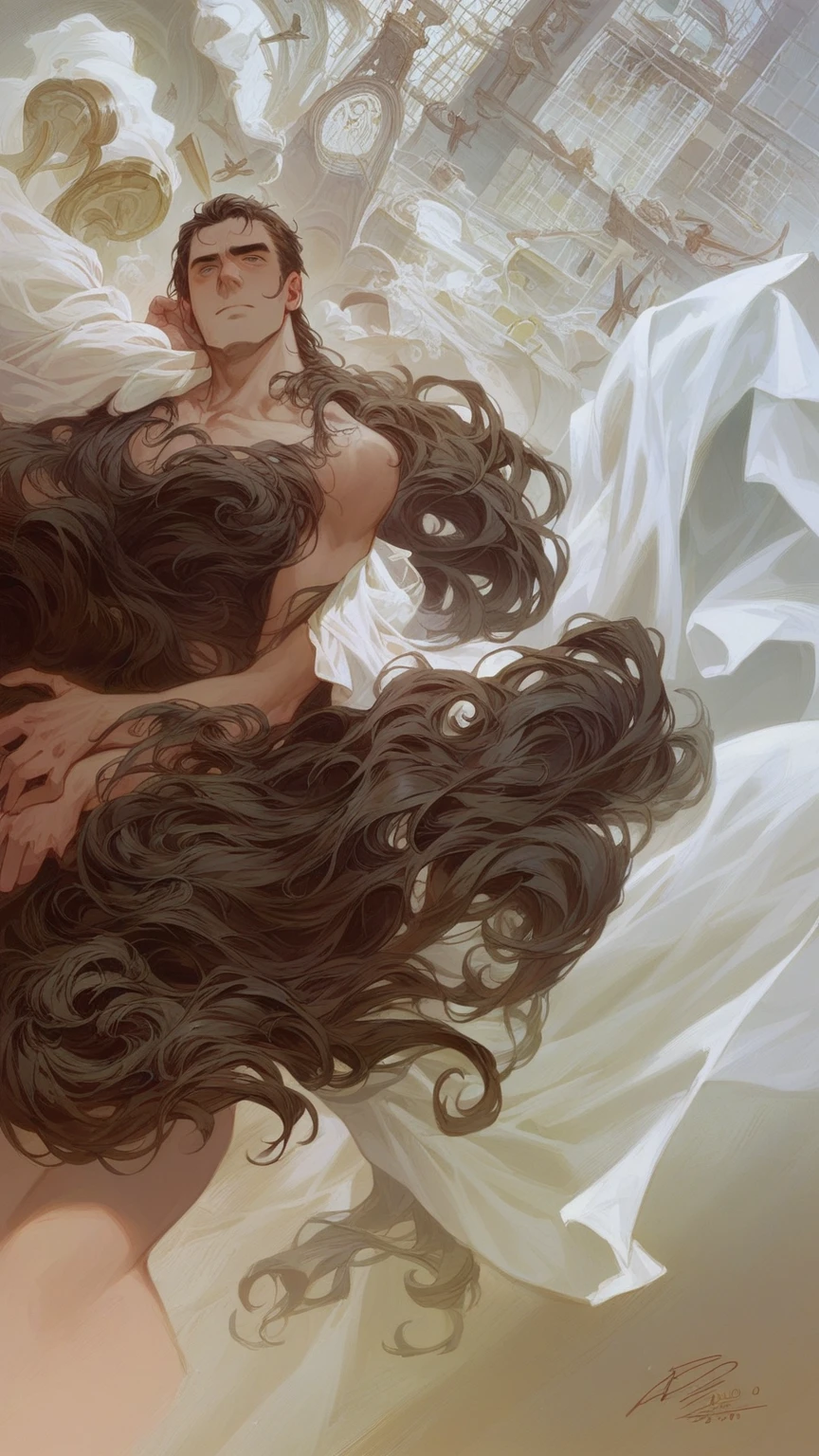 cartel retrato de masunya realista, (color de piel morado:1.1), Orejas de gato, solo, por Jeremy Lipking, por William Bouguereau, (by Alphonse Mucha:0.5), por d-art , SFW