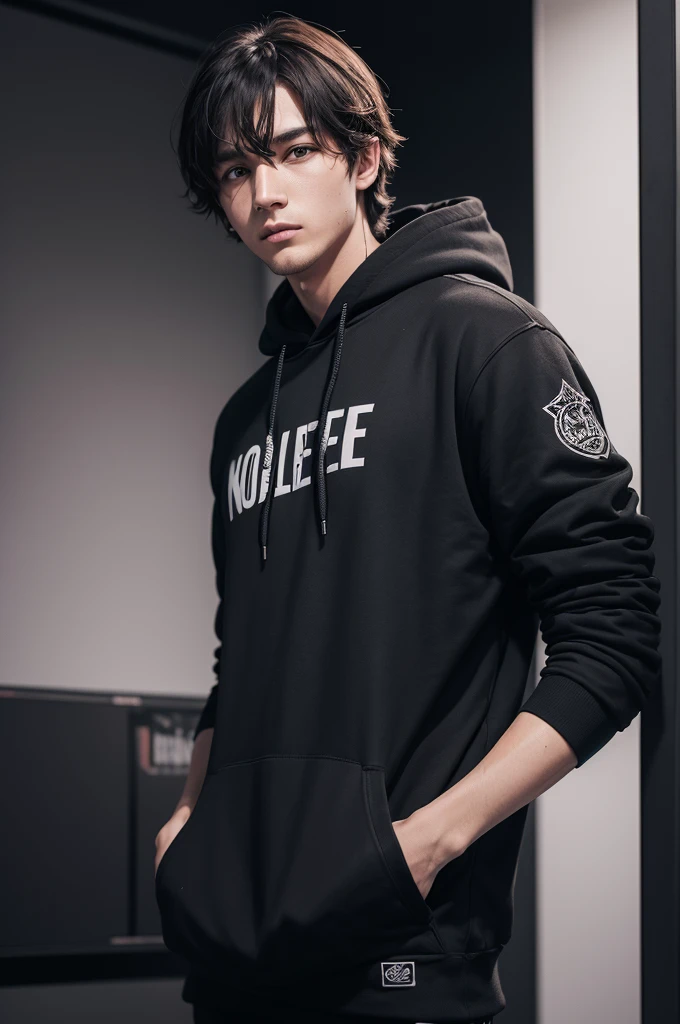 Noble, the Free Fire player, wearing a black sweatshirt and also wearing a hoodie