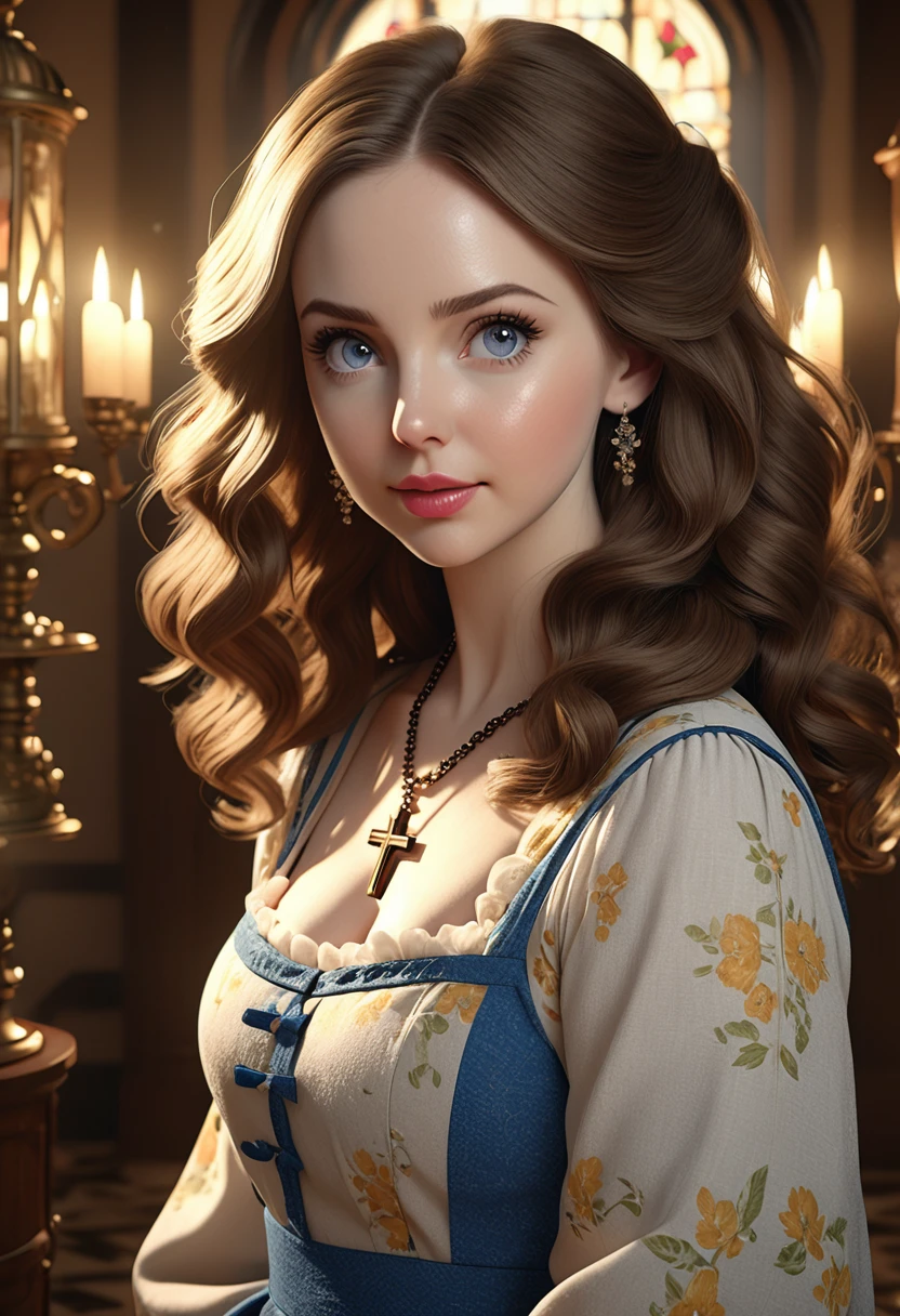 A beautful jewish women with a thick bushy unibrow and a large bulbous nose. Thick, intense, curly, frizzy, long brown hair. Hair that clogs a drain after one shower. Hair you find on pillows and in corners of the room and in your refrigerator six months after the head from which it grew last visited. Hair that could not be straightened even if you had four hours and three hairdressers double-fisting blow driers. Hair that screams: Jew. Traditional jewish dress. curvy hourglass figure. Ultra HD, with Rococo he symmetrical face, photorealistic photography, path tracing, specular lighting, and volumetric face light enhance the details. The scene is captured in maximum quality, masterpiece, 8K high resolution, and top quality.Alison Brie, Dove Cameron, Scarlett Johanson. Epc lighting, striking silhouette. crucifix necklace. Doe eyes. The epitome of old wpr;d beauty and charm. The symmetrical face, photorealistic photography, path tracing, specular lighting, and volumetric face light enhance the details. The scene is captured in maximum quality, masterpiece, 8K high resolution, and top quality. style of H. A. Brendekilde