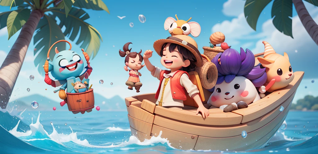Poster,Group of people,Several characters are adventuring at sea,sticker,一只带着straw hat的snails在船上,snails,One Piece Luffy,straw hat,Detailed background,Grinning,Two eyes on the top of the head,,Biting a branch,lol,露齿lol,With a branch in his mouth,Red vest,红色和的straw hat,A pink wild boar,A purple mushroom,一只snails,A jellyfish holding a gift box filled with diamonds,Small flag,Isometric,xxxxxxxx cartoon 3d model,Low Poly,3d艺术,C4D,octane
rendering, 3D Rendering, Ray traction, Clay Materials, Pixar Trends, Animated Lighting, Depth of Field, Super Detail, Pastel colors, mockup, Clean background, Delicate gloss, Soft focus, oc, Blender, intellectual property, best quality, 8k--s 250--v 5.1
(Lovely)A snail in a straw hat, Luffy carries a snail shell on his back, no eyes., There are two snail antennae on the head instead of eyes, Q version, Lovely, One Piece, Lufei, Lufei, the king of sea thieves., Straw hat, Snail, Red Tide, On the ship., Set sail, Red vest, Snail, popmart, cartoon, 2d rendering, 2d cartoon, profile, cute, cartoon, toys, bright tones, cartoon ip, volumetric lighting, advanced colour system, octane rendering, soft focus and ethereal lighting style, 3D Pixar: 2. 5 style, extremely detailed cg unity 8k, dramatic, lora, style of 3d disney animation, style of 3D Pixar animation, Full body view, high exposure, Lights on the face, Bright tones, Half of the chibi, style of pixar animation, Christopher studio light, professional illustration, in style of romantic soft focus and ethereal light, Cartoons, pixar: 2.5 style, extremely detailed cg unity 8k wallpaper, extremely detailed cg unity 8k, dramatic, 2d, 3d, best quality --s 750