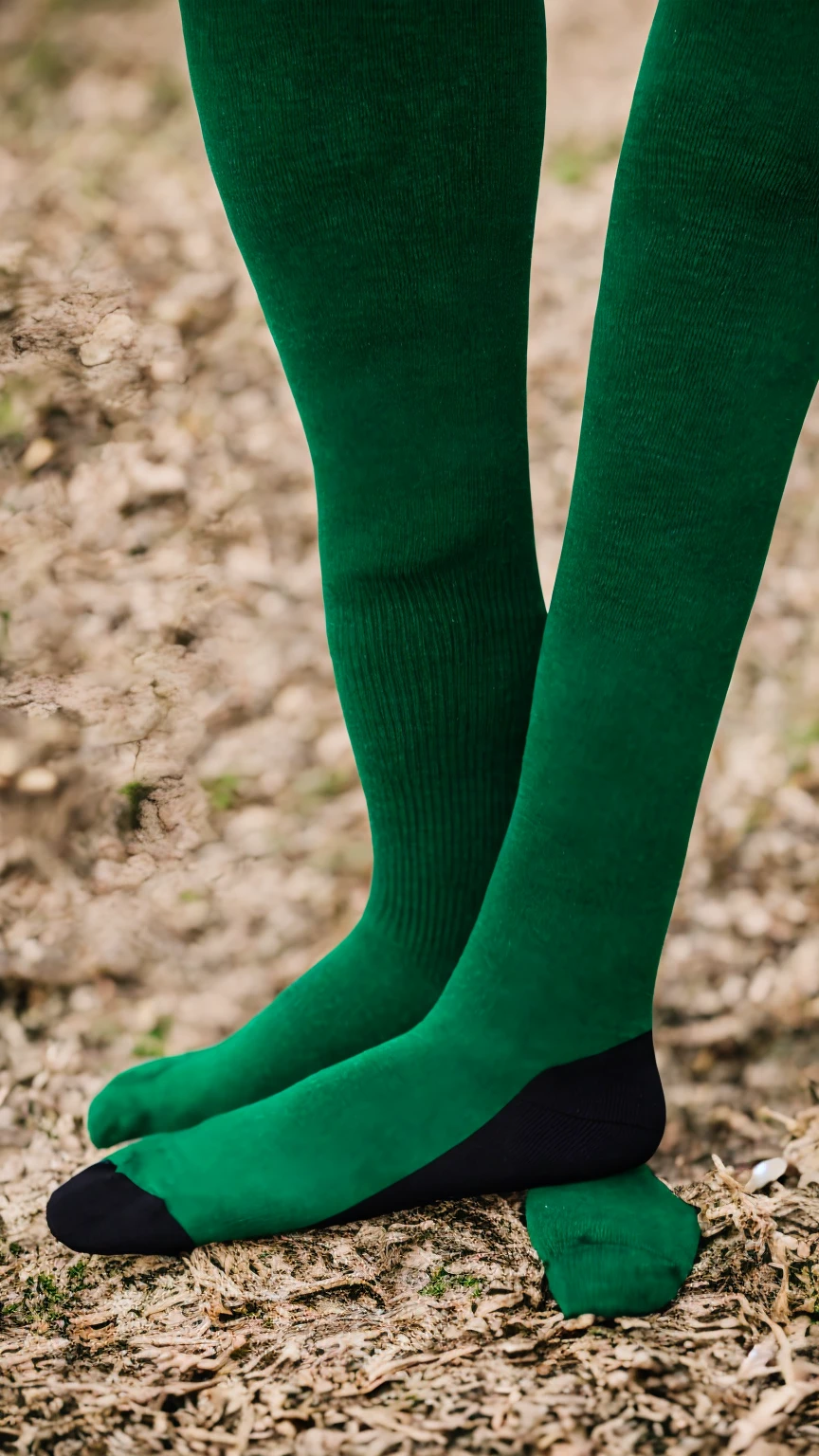 Close up of green socks and black boots emo album cover