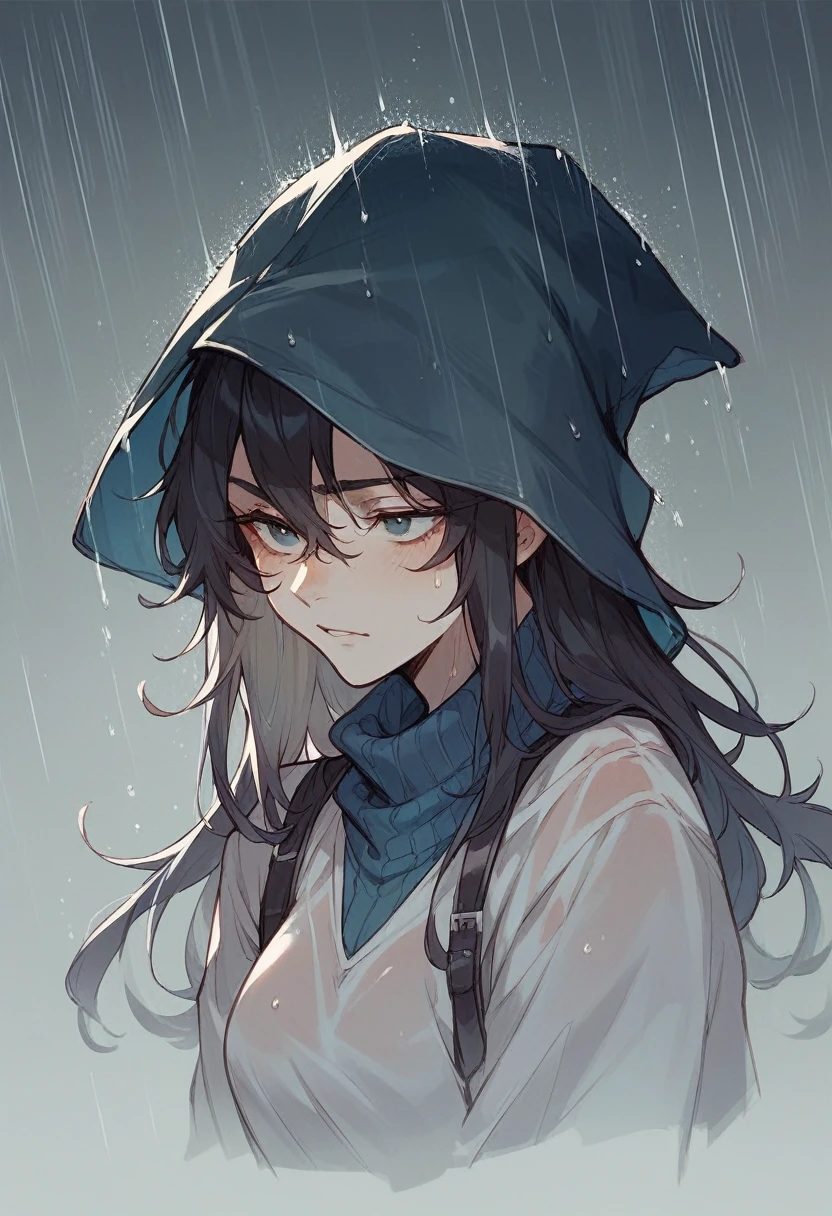 The heavy rain drenched the background of the night