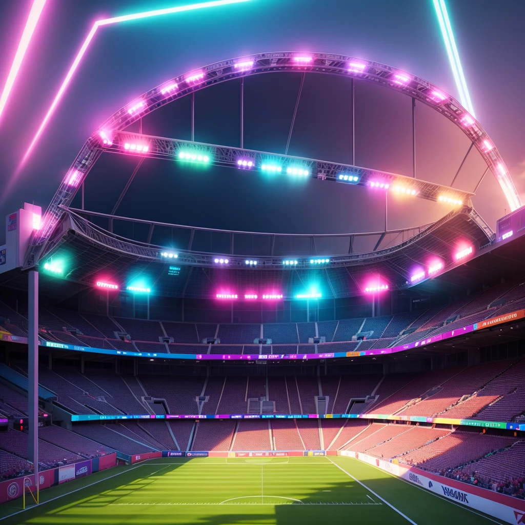 neon football stadium background ,colourful lighting