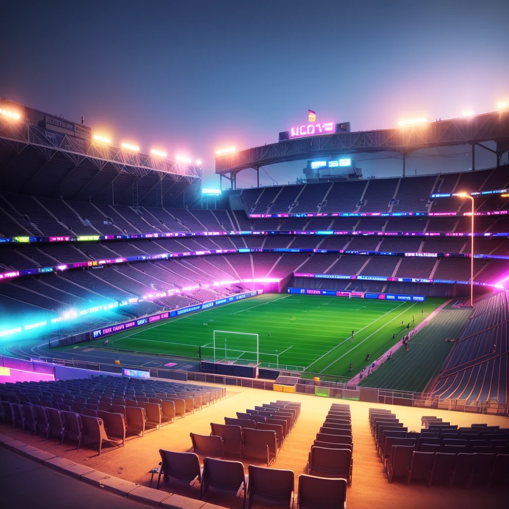 neon football stadium background ,colourful lighting